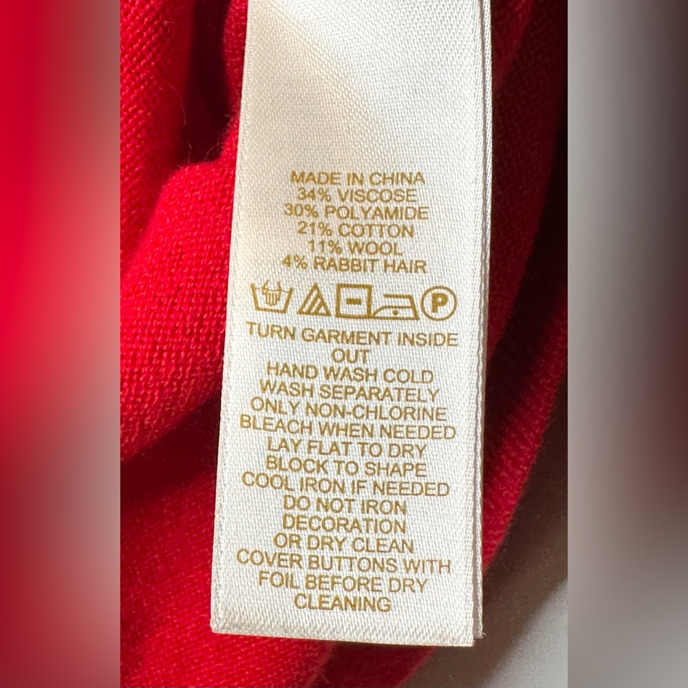 Kate Spade Caroline Vibrant Red Rhinestone Trim Wool Blend Cardigan Sweater Top - Picture 10 of 12